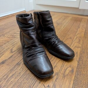 Rieker Water-resistant Dark Chocolate Brown Leather Ankle Boots